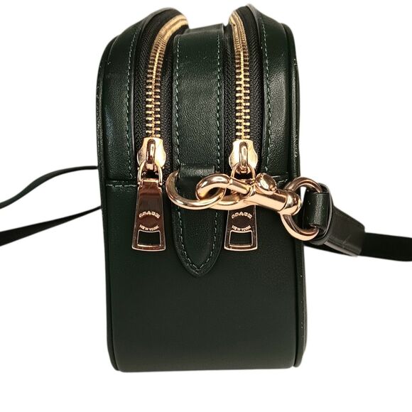 Coach Jes C1569 Green Puffy Linear Quilted Leather Crossbody Purse Camera Bag - Picture 3 of 16